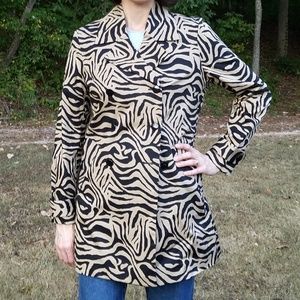 Dana Buchman Animal Print Trench Coat Sz XS Lightweight Jacket